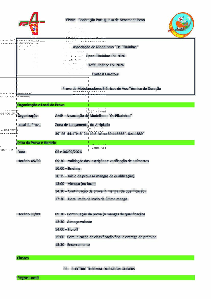 Open Pikuinhas F5J 2026/Troféu Ibérico F5J 2026